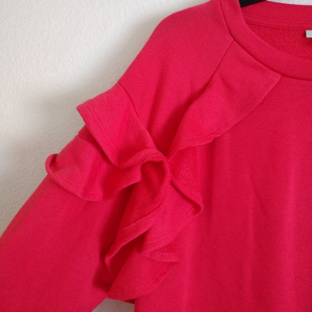Halogen Bright Red Ruffle Sweatshirt Size Large - Picture 3 of 8